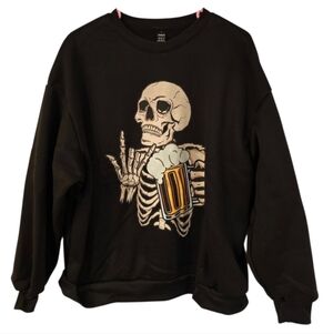 Shein Oversized Black Skeleton Graphic Medium Sweatshirt New Without Tags